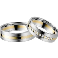 Eheringe Weiß- und Gelbgold 6mm 50816