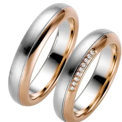 Eheringe Weiß- und Rotgold 5mm 50722