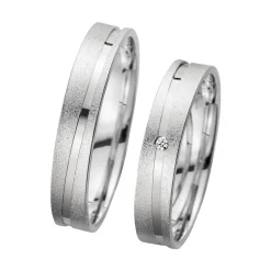 Eheringe Weißgold mit Brillant Breite 4 mm WR1024