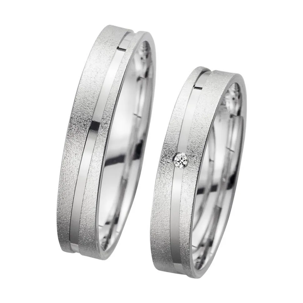 Eheringe Weißgold mit Brillant Breite 4 mm WR1024