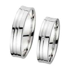 Eheringe Weißgold mit Brillant Breite 5 mm WR0812