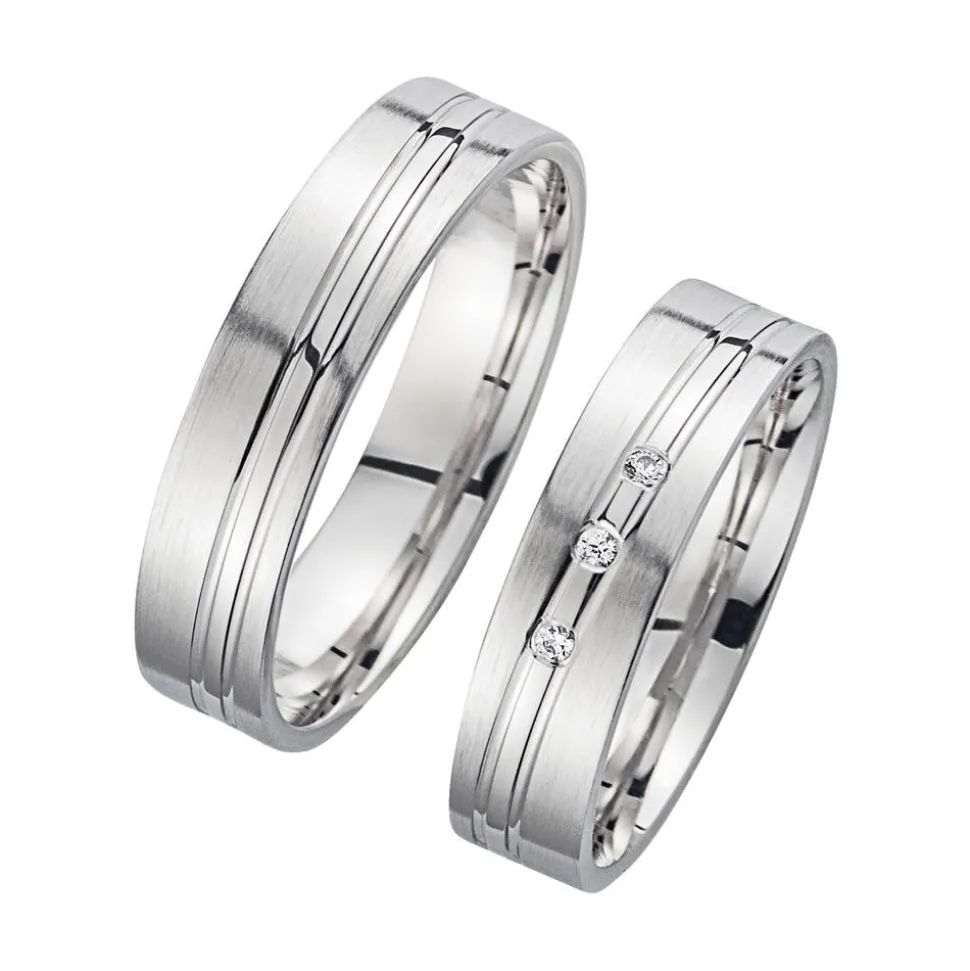 Eheringe Weißgold mit Brillanten Breite 4 mm WR0929