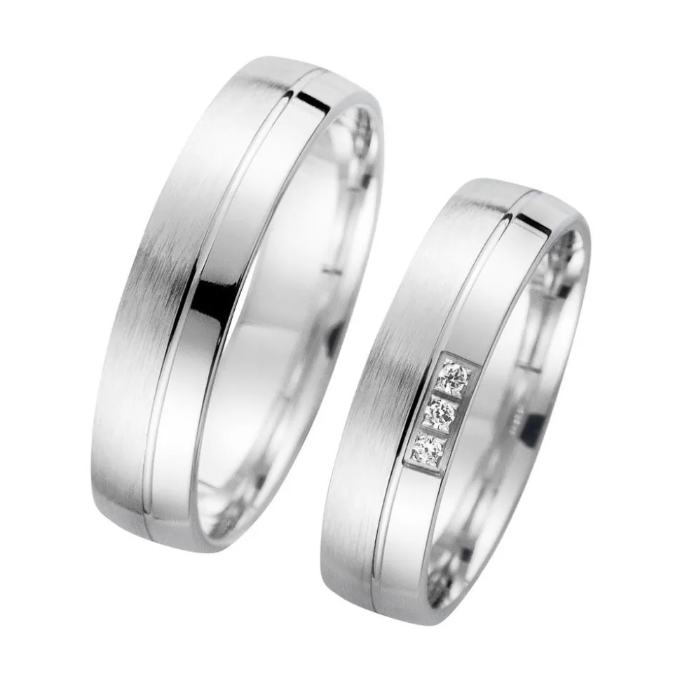 Eheringe Weißgold mit Brillanten Breite 5 mm WR0825