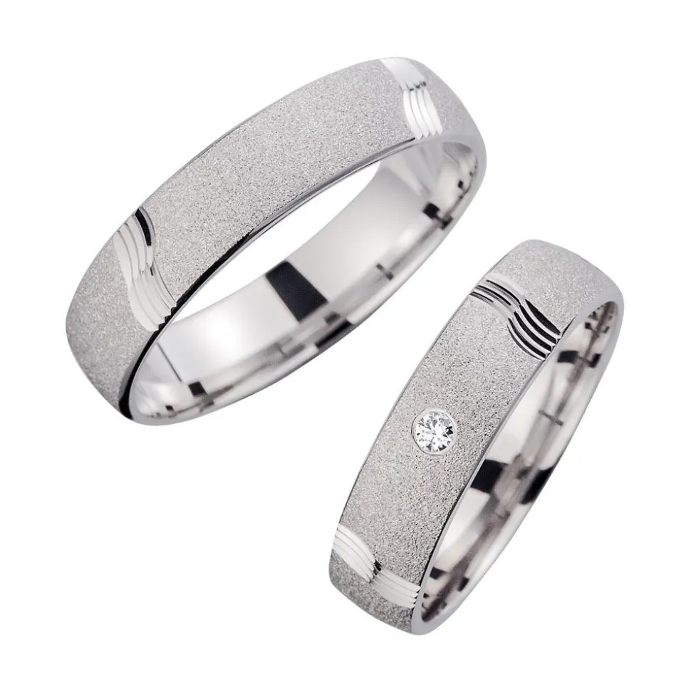 Eheringe Weißgold mit Brillanten Breite 5 mm WR0987