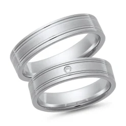 Eheringe Weißgold mit Brillant Breite 5 mm WR0818