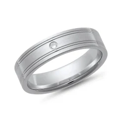 Eheringe Weißgold mit Brillant Breite 5 mm WR0818