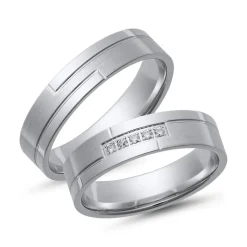 Eheringe Weißgold mit Brillanten Breite 5 mm WR0817