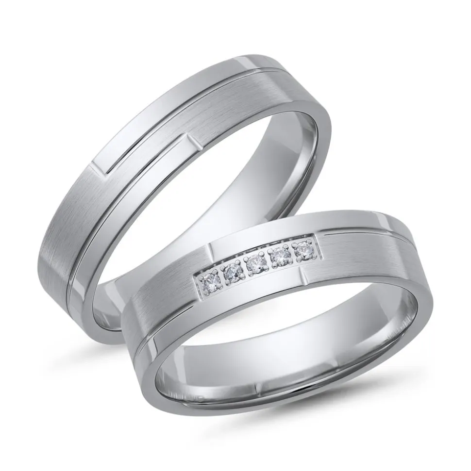 Eheringe Weißgold mit Brillanten Breite 5 mm WR0817