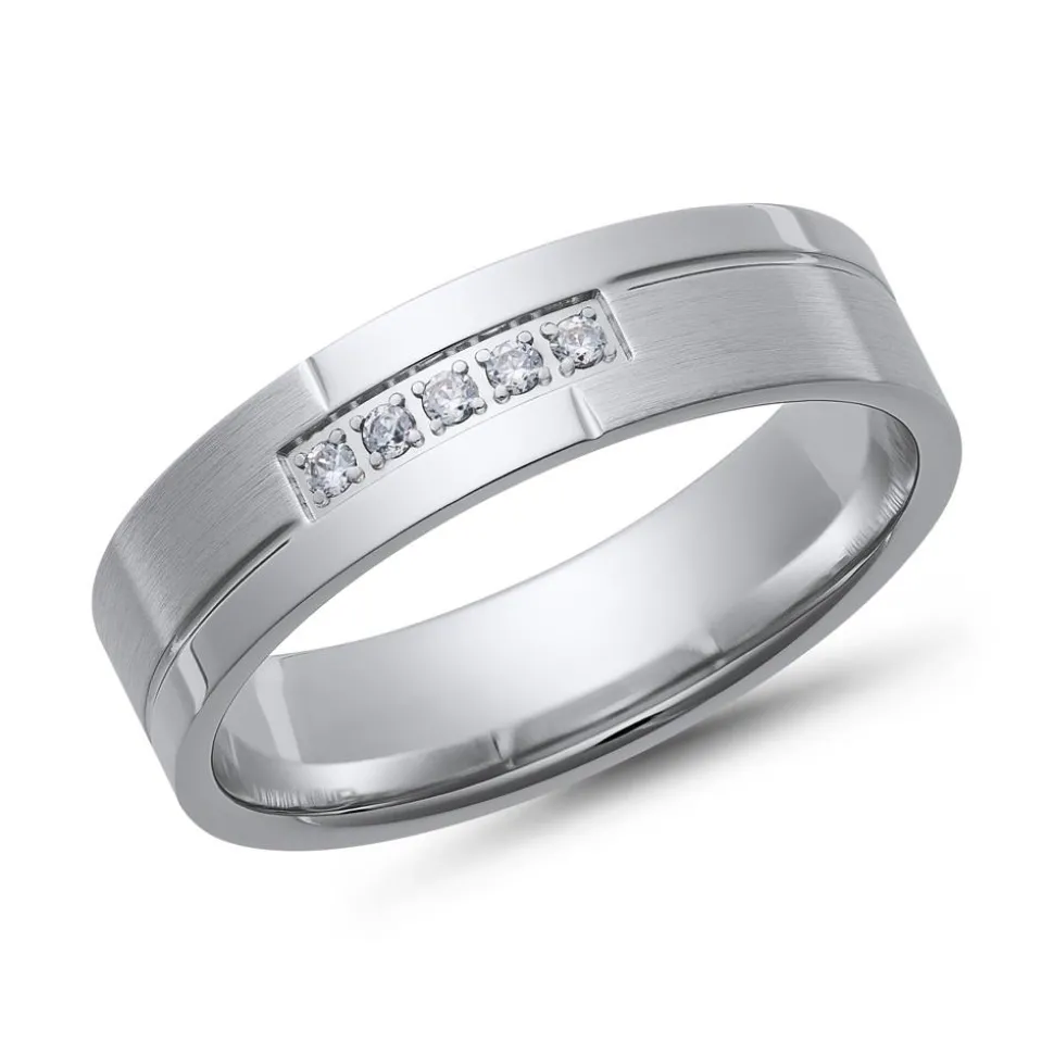 Eheringe Weißgold mit Brillanten Breite 5 mm WR0817