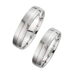 Eheringe Weißgold mit Brillant Breite 5 mm WR0820