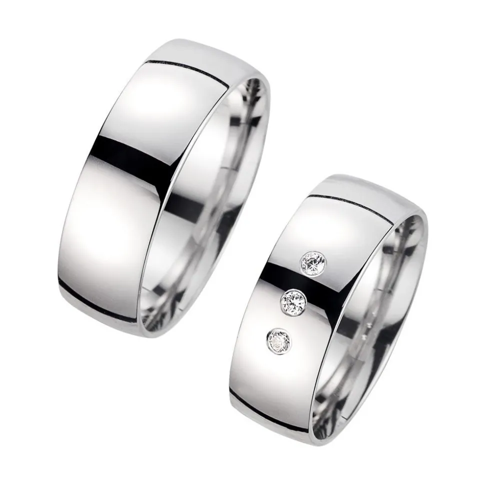 Eheringe Weißgold mit Brillanten Breite 7 mm WR0913