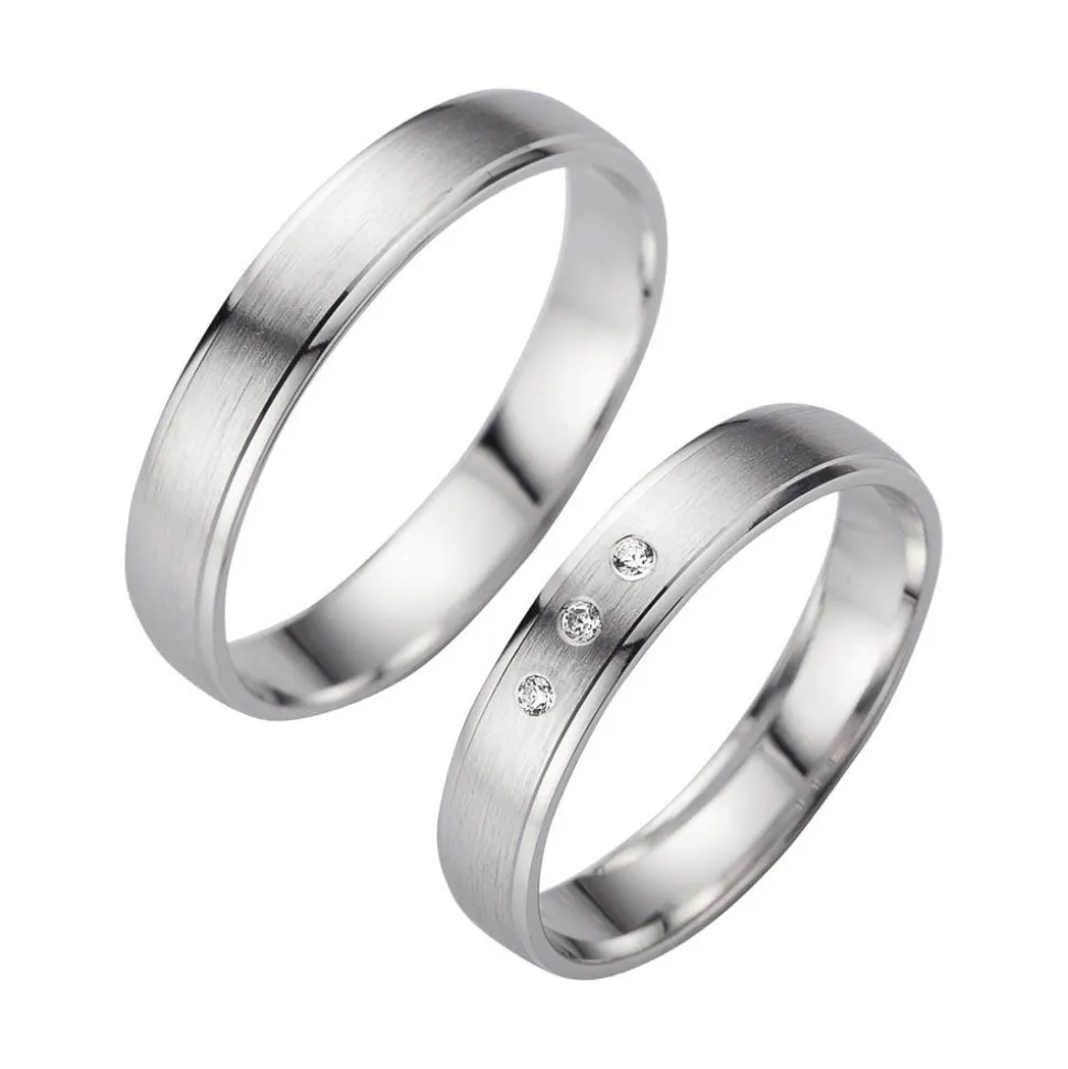 Eheringe Weißgold mit Brillanten Breite 4 mm WR0911