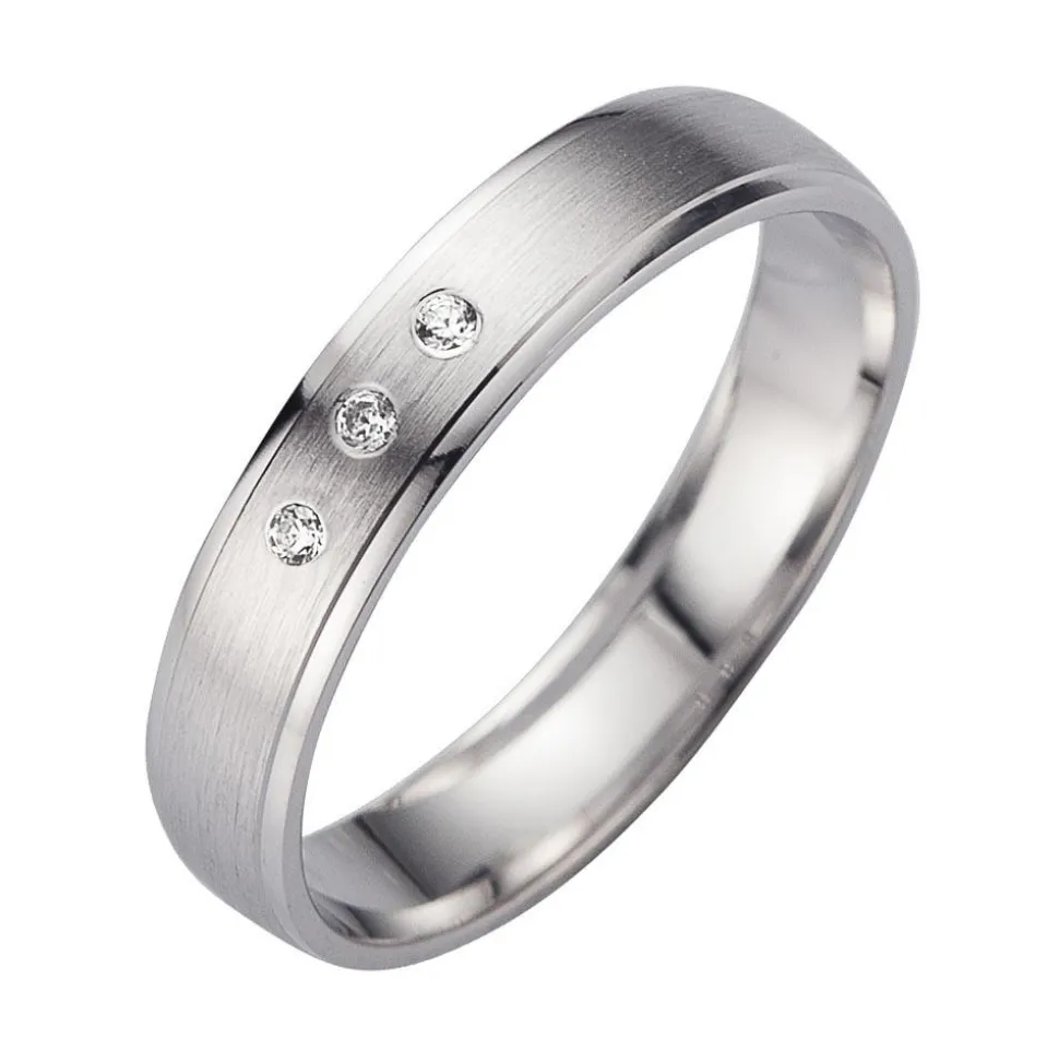 Eheringe Weißgold mit Brillanten Breite 4 mm WR0911