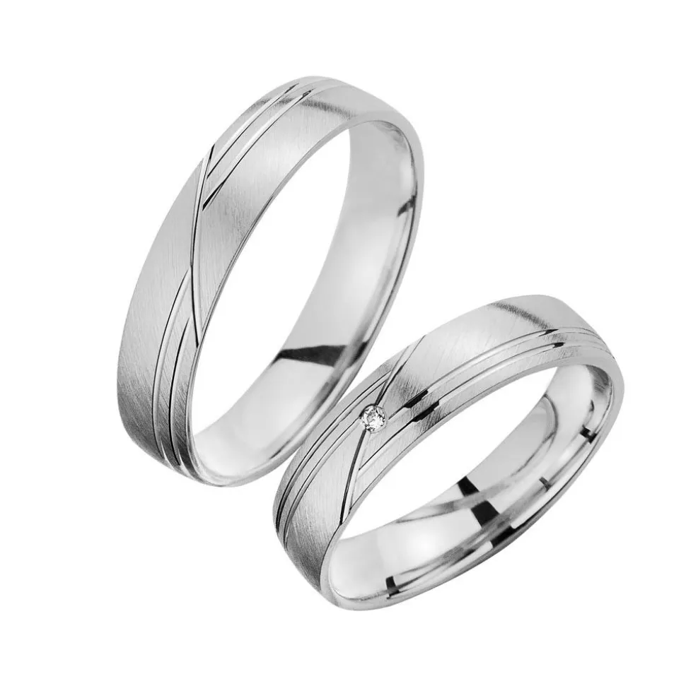 Eheringe Weißgold mit Diamant Breite 4,5 mm WR0963