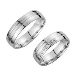 Eheringe Weißgold mit Diamanten Breite 5,5 mm WR0916