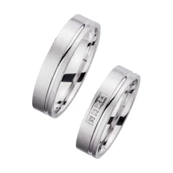Eheringe Weißgold mit Diamanten Breite 5 mm WR0924
