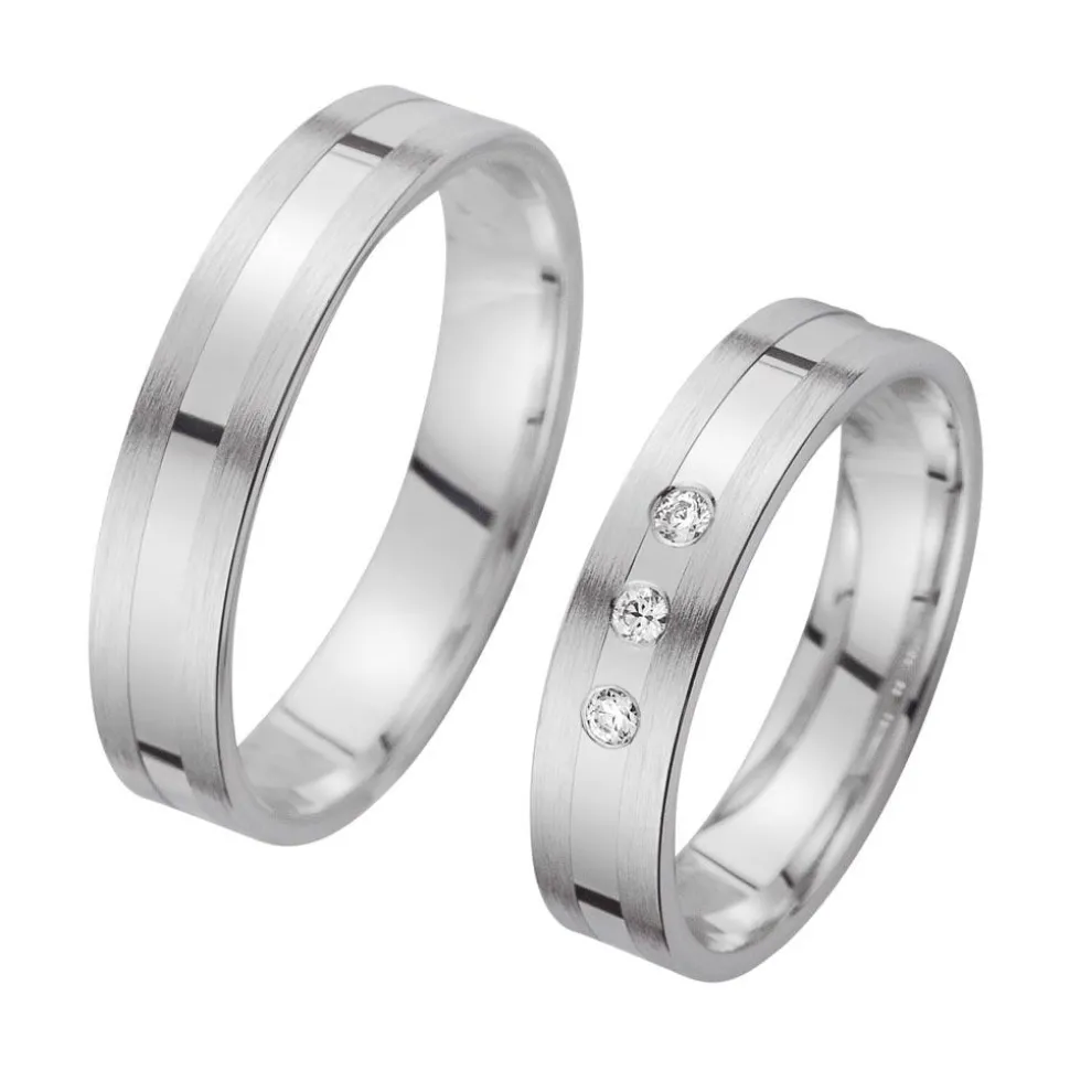 Eheringe Weißgold mit Diamanten Breite 4,5 mm WR0949