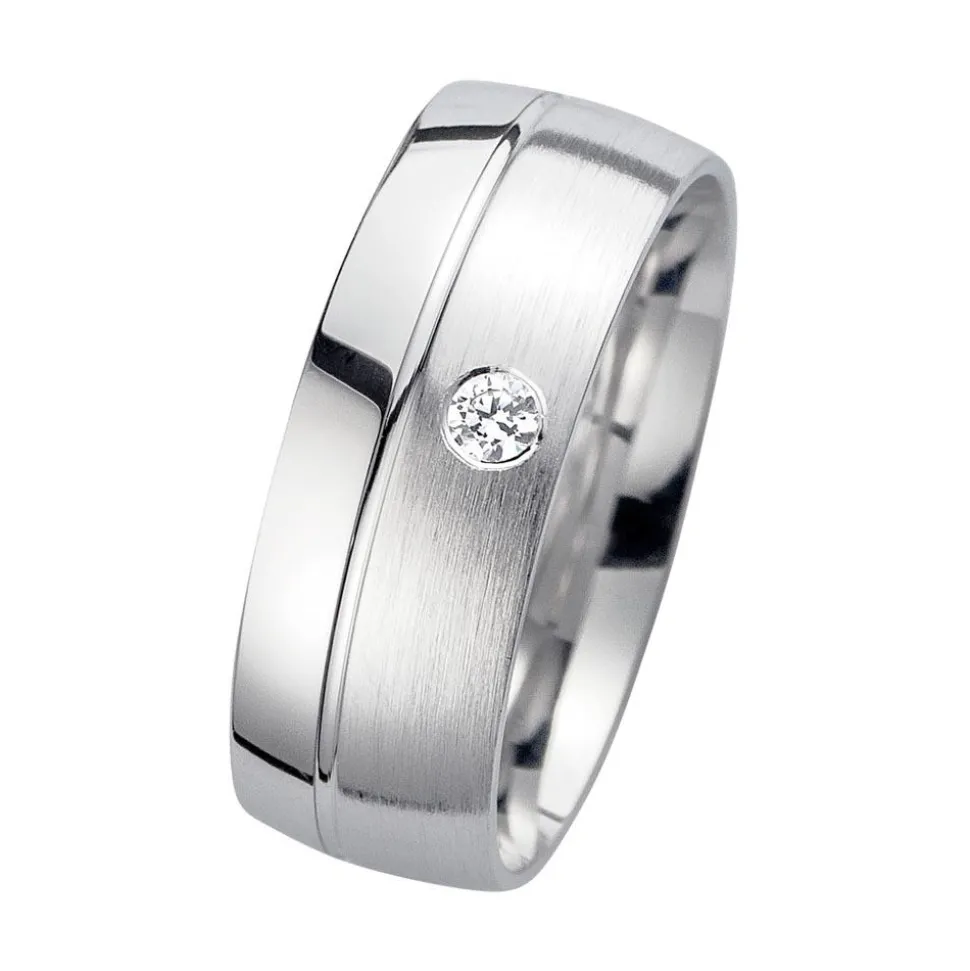 Eheringe Weißgold mit Diamant Breite 7 mm WR0907