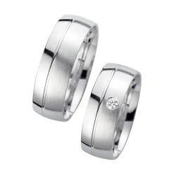 Eheringe Weißgold mit Diamant Breite 7 mm WR0907
