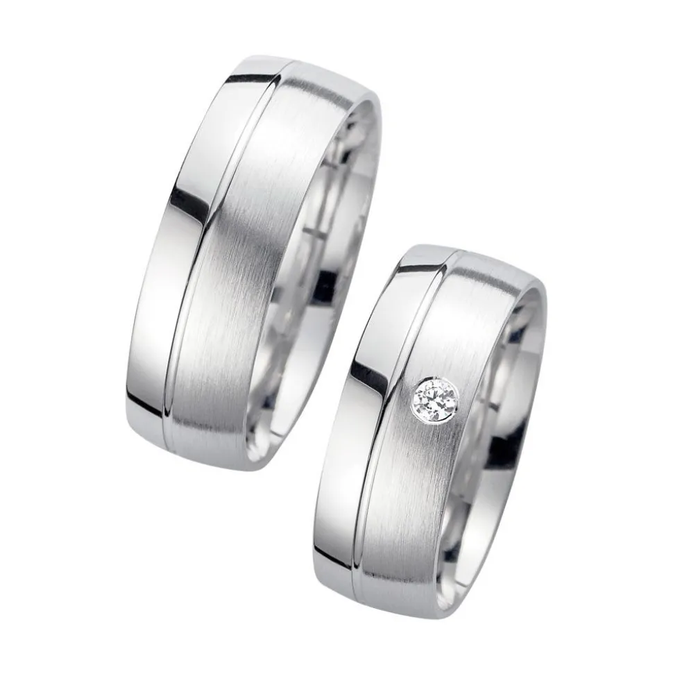 Eheringe Weißgold mit Diamant Breite 7 mm WR0907