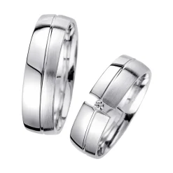 Eheringe Weißgold mit Diamant Breite 6 mm WR0947