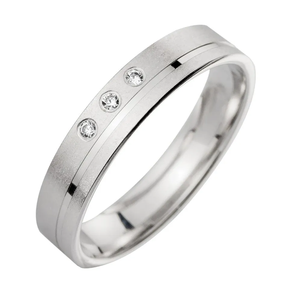 Eheringe Weißgold mit Diamanten Breite 4,0 mm WR0928
