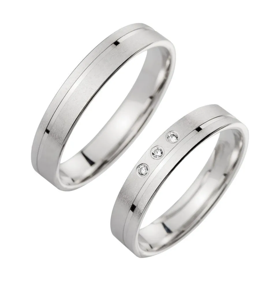 Eheringe Weißgold mit Diamanten Breite 4,0 mm WR0928