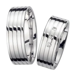 Eheringe Weißgold mit Diamanten Breite 7 mm WR0902