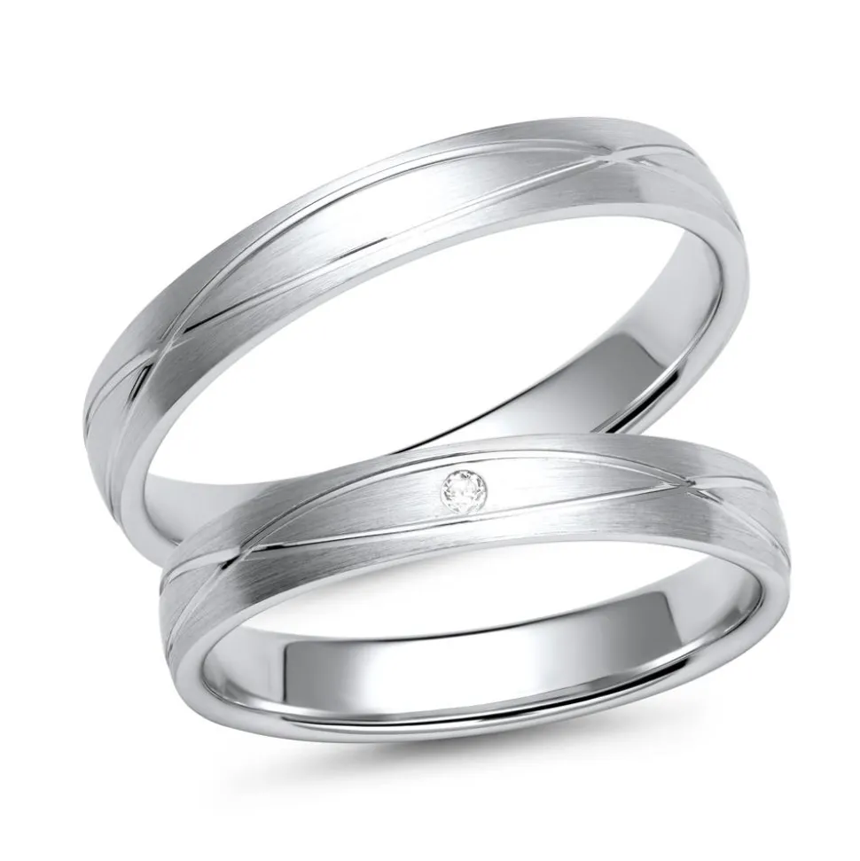 Eheringe Weißgold mit Diamant Breite 3,5 mm WR0771