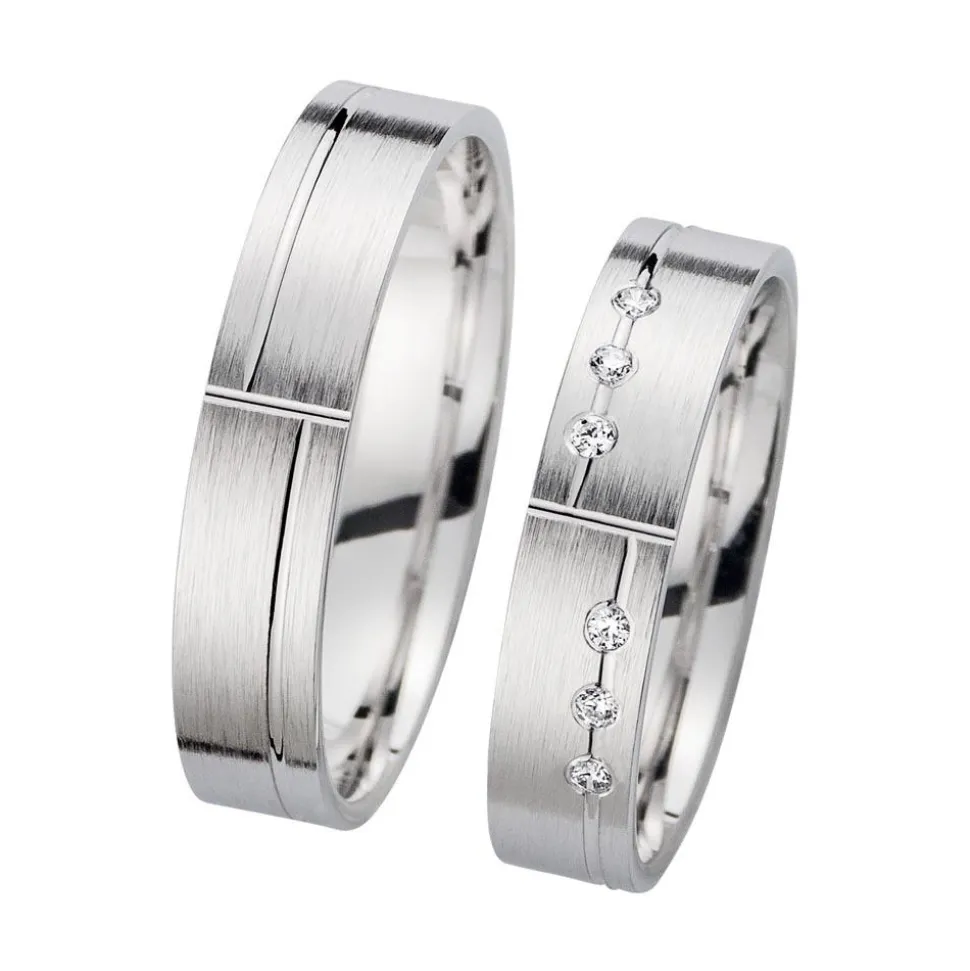 Eheringe Weißgold mit Diamanten Breite 4,5 mm WR0964