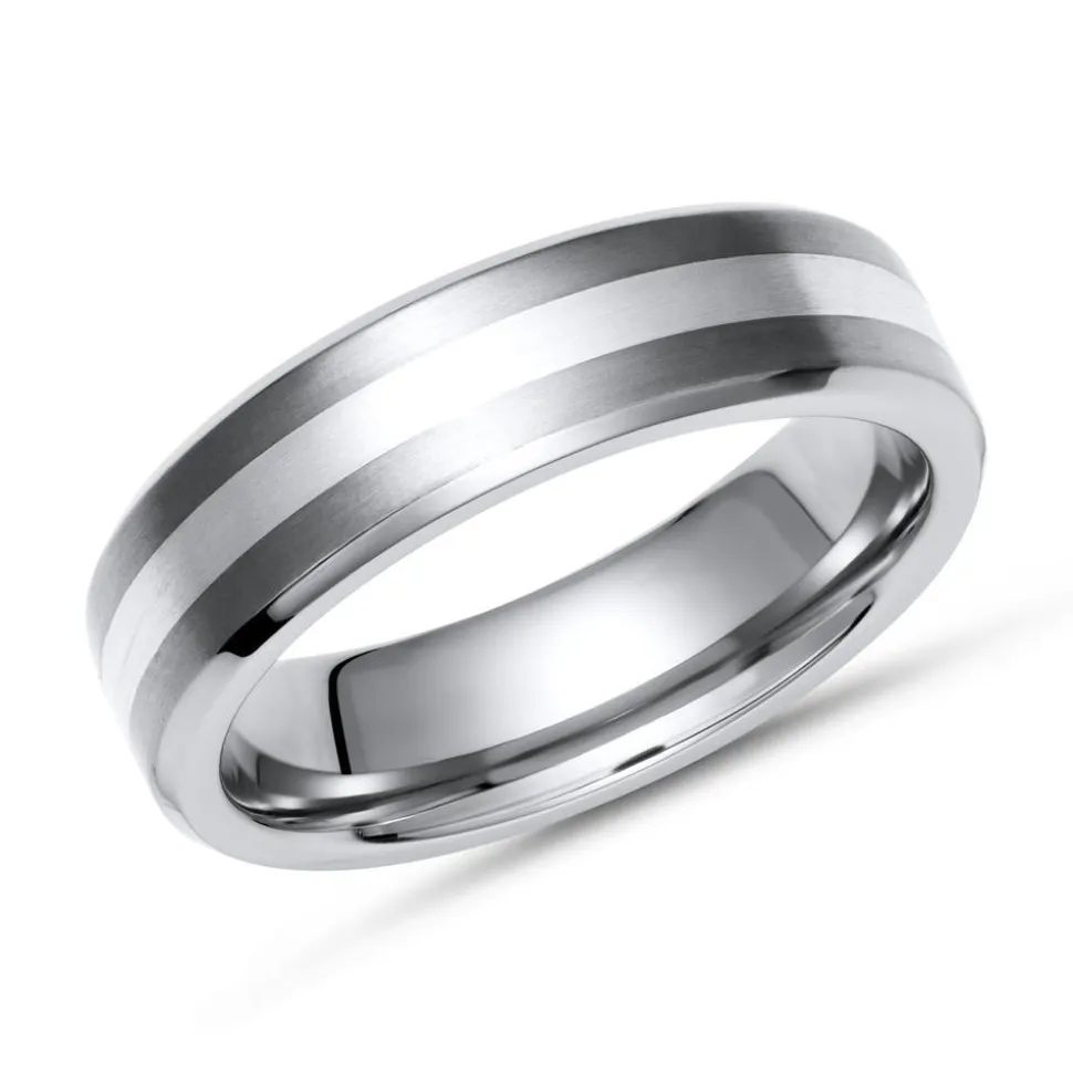 Eleganter Ring Titan matt mit Einlage Silber TR0022SL