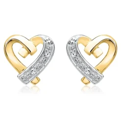 585er Gelbgold-Ohrringe Herz 4 Diamanten DE0152
