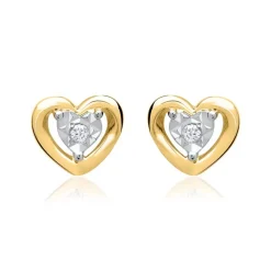 585er Gelbgold-Ohrringe Herz 2 Diamanten DE0157