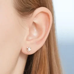 585er Gelbgold-Ohrringe Herz 2 Diamanten DE0157