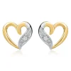 585er Gelbgold-Ohrringe Herz 2 Diamanten 0,02ct. DE0155
