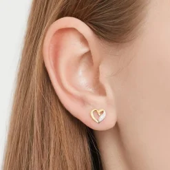 585er Gelbgold-Ohrringe Herz 2 Diamanten 0,02ct. DE0155