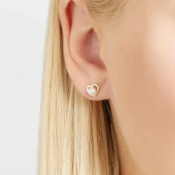 585er Gold Ohrstecker Herz mit Süßwasserperlen GE0373