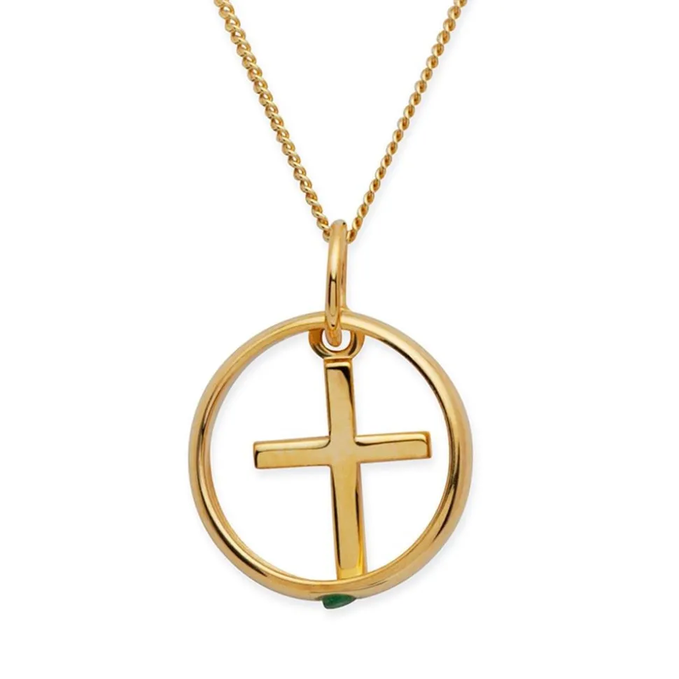 333er Gold Taufkette mit Kreuz Smaragd KTR0029SLK