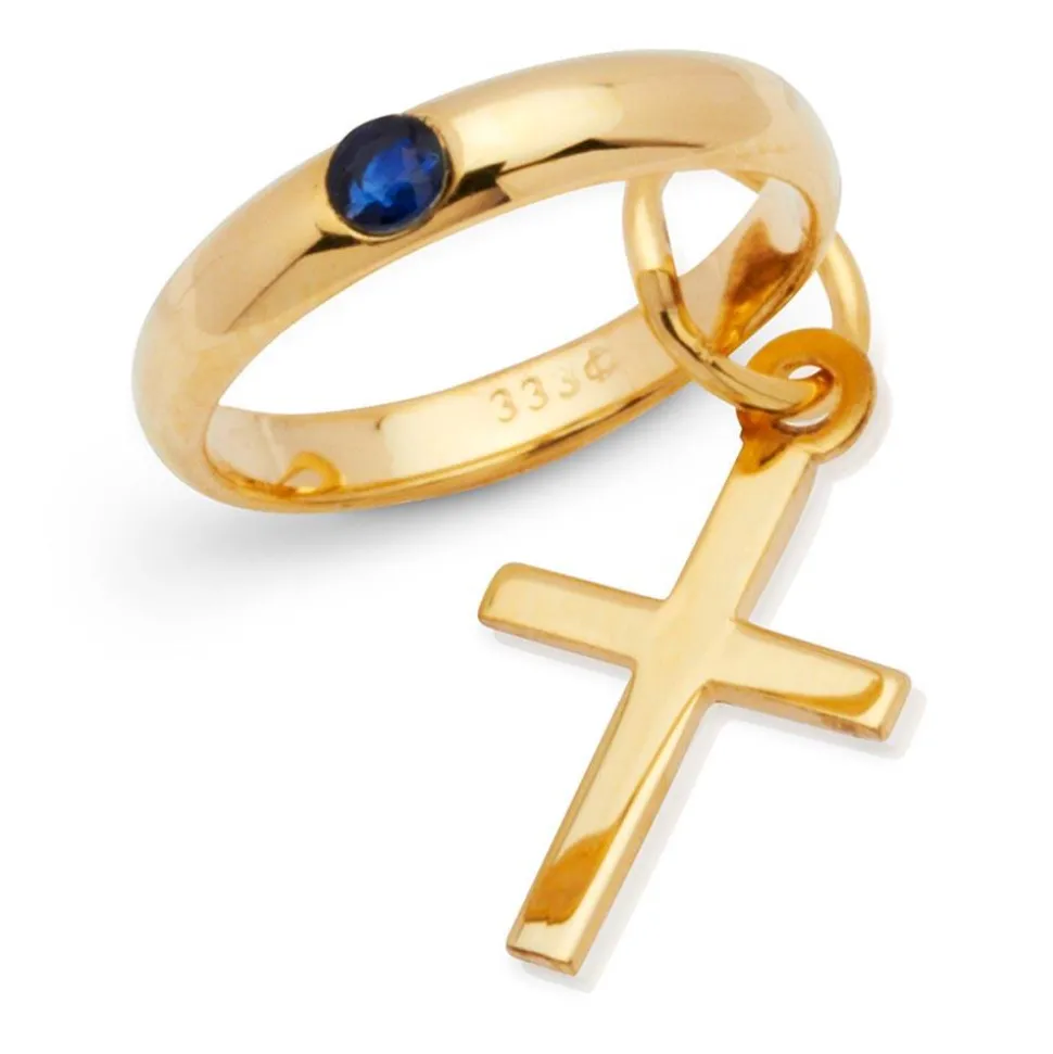 333er Gold Taufkette: Saphir Kreuz KTR0023SLK