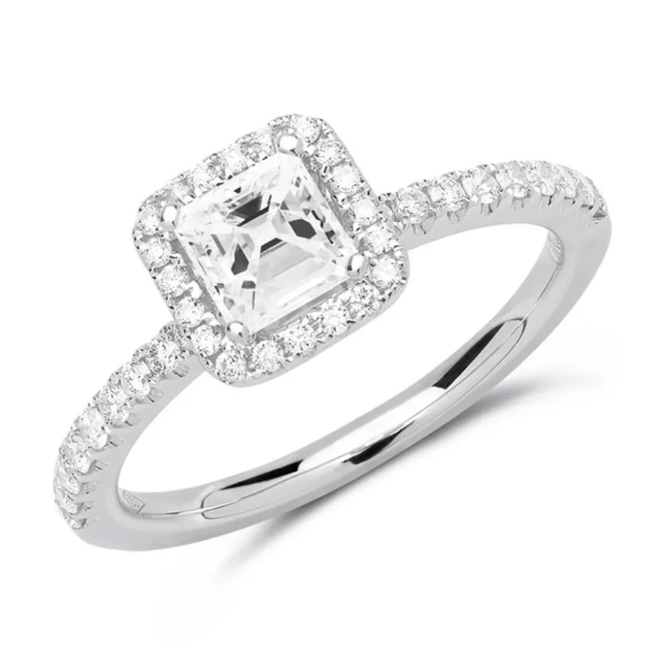 950er Platin Halo Ring mit Diamanten DR0332SL-PT