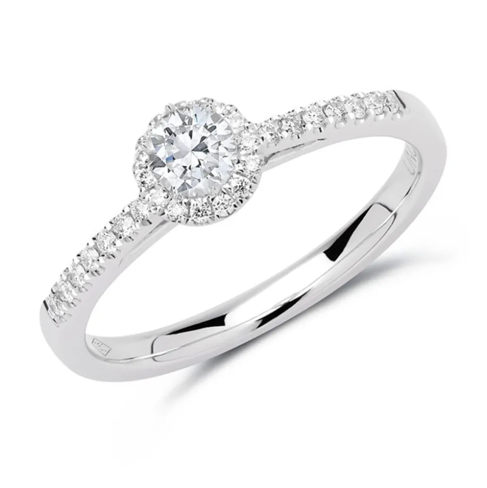 950er Platin Halo-Ring mit Diamanten DR0288SL-PT