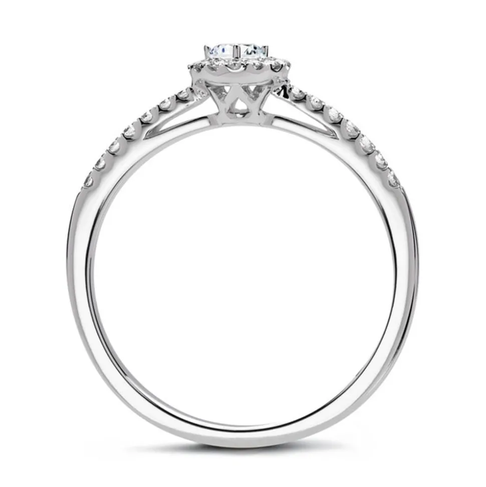 950er Platin Halo-Ring mit Diamanten DR0288SL-PT