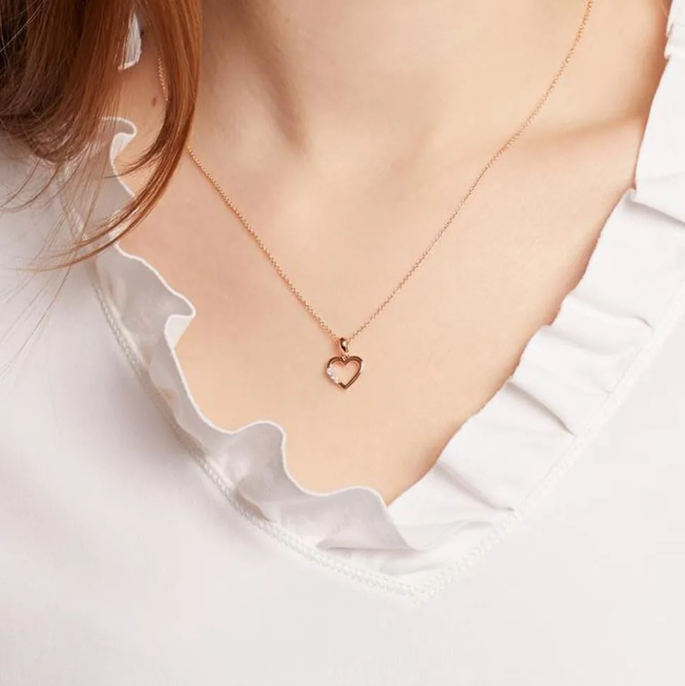 750er Roségold Anhänger Herz mit Diamanten BDP0027-18KRSL