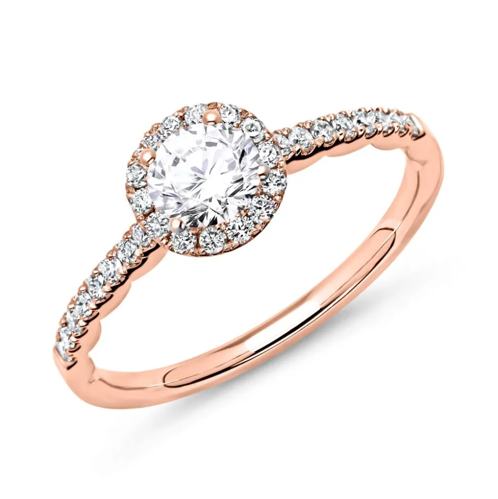 750er Roségold Halo Ring mit Diamanten DR0187SL-18KR