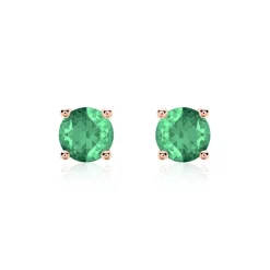 585er Roségold Ohrstecker für Damen mit Smaragden BDE0022Sm-14KRSL