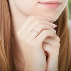 585er Roségold Ring mit Rubinen und Diamanten DR0490