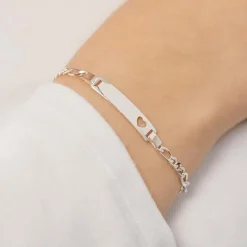 925er Silber Armband vergoldet Herz Gravur ID1001SL-G