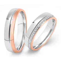 925er Silber Eheringe in Bicolor R8583s