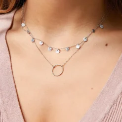 925er Silber Kette mit runden Anhängern LSN0015