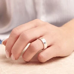 925er Silberring mit Steinbesatz halbes Herz R8564czSL